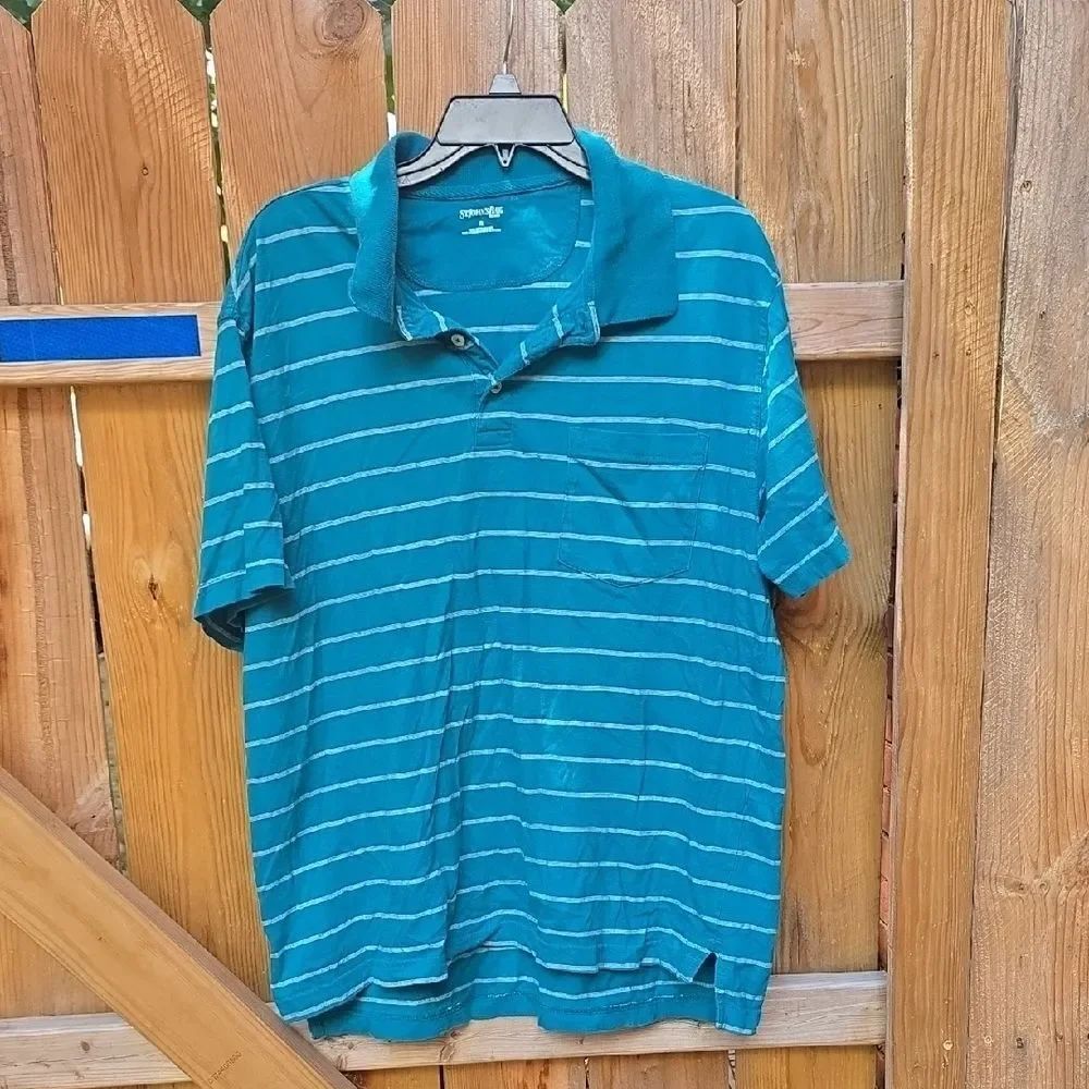 St. John's Bay Teal Striped Polo Shirt